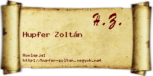 Hupfer Zoltán névjegykártya